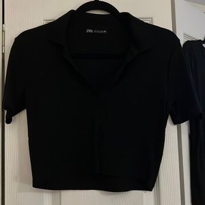 Zara black V neck top